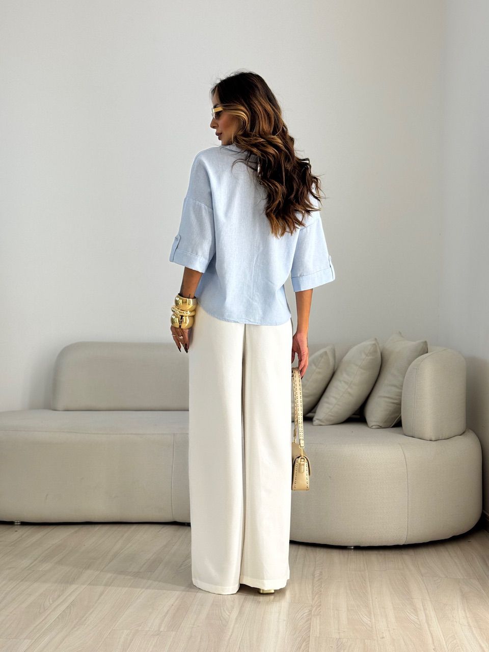 CAMISA MILENA OVER BABY BLUE