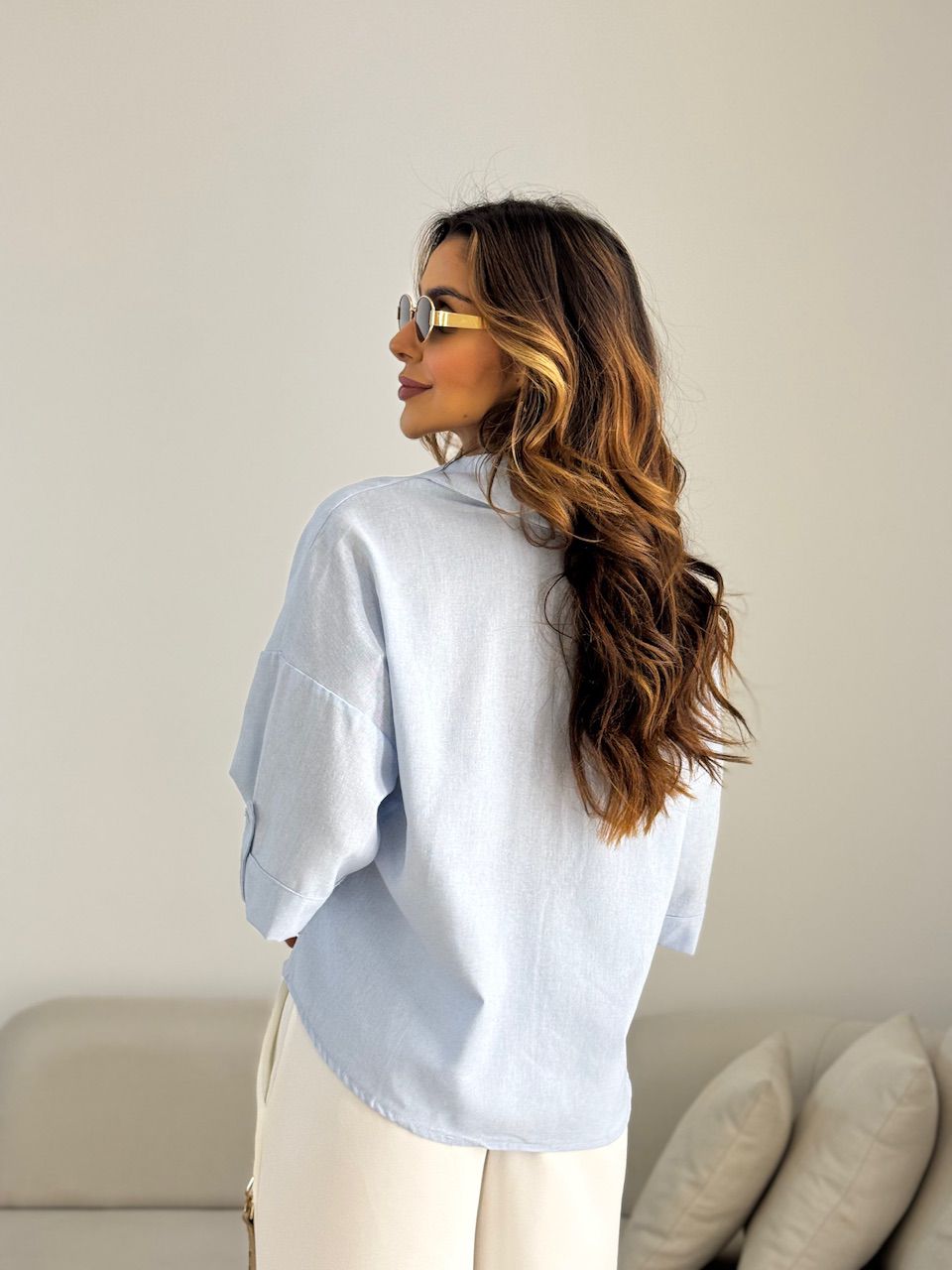 CAMISA MILENA OVER BABY BLUE