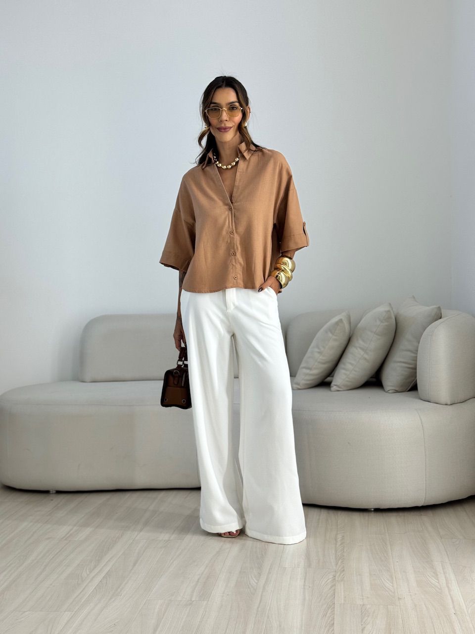 CAMISA MILENA OVER CAPUCCINO 