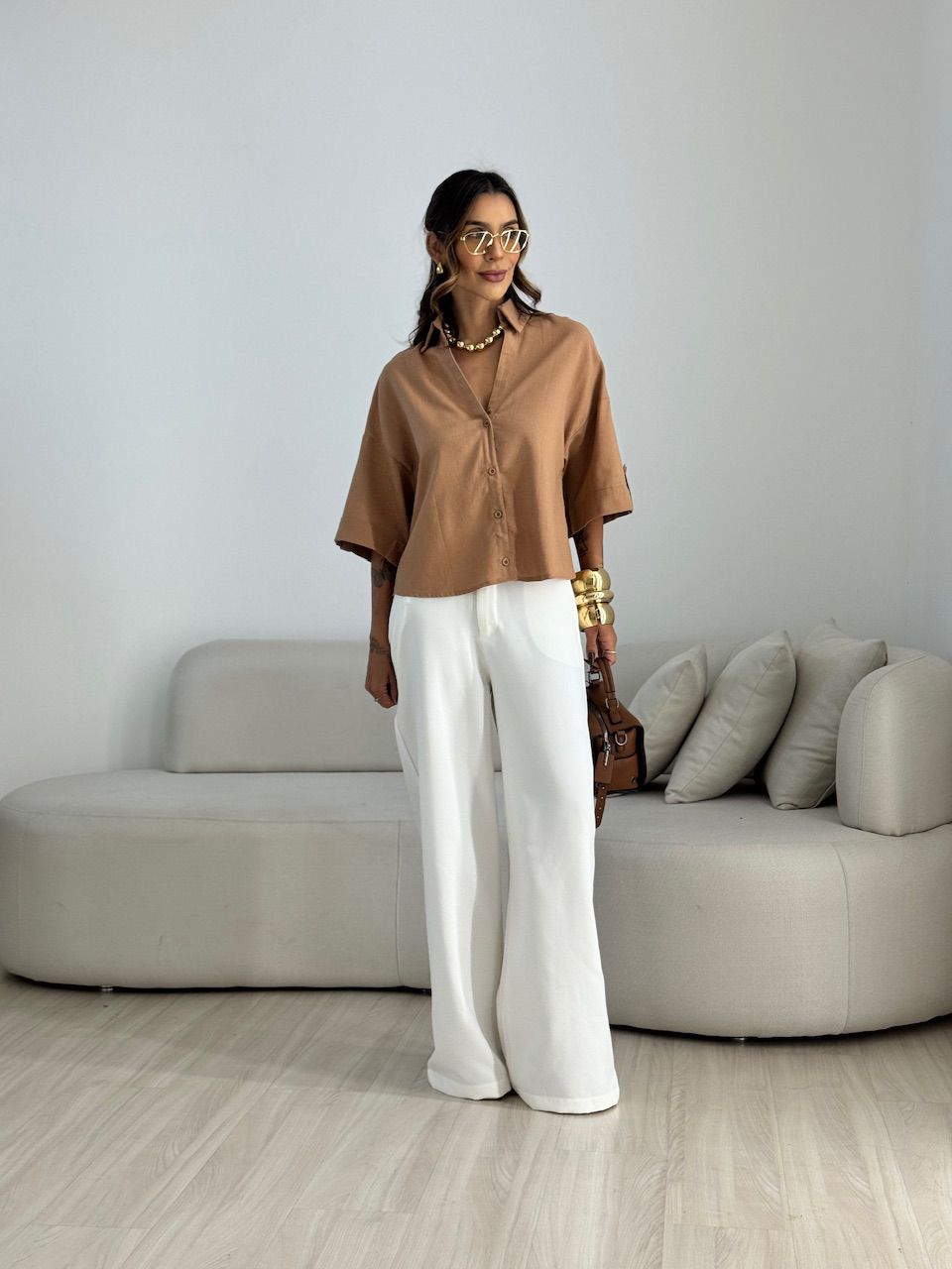 CAMISA MILENA OVER CAPUCCINO 