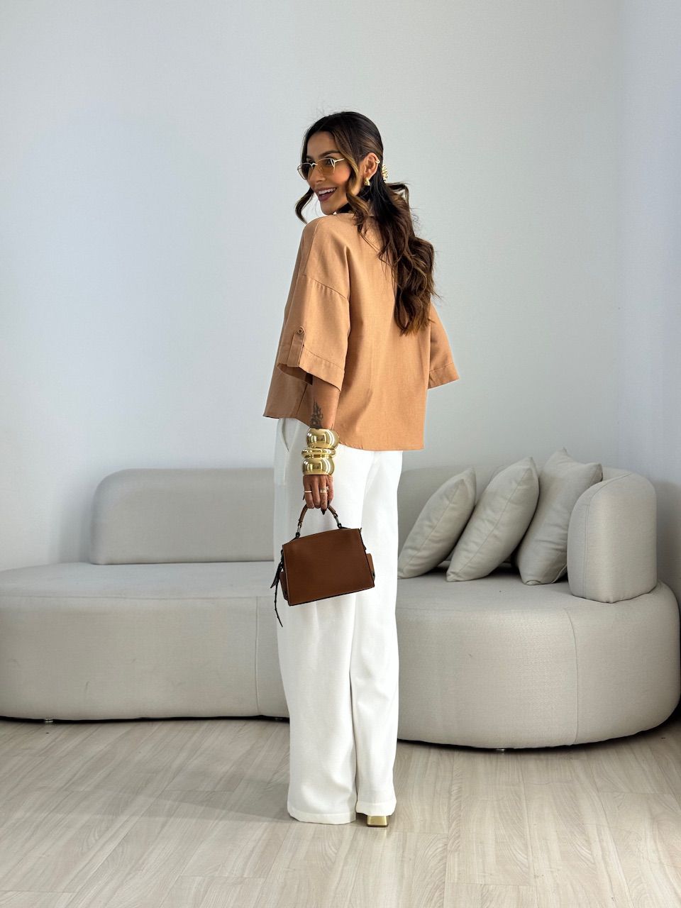 CAMISA MILENA OVER CAPUCCINO 