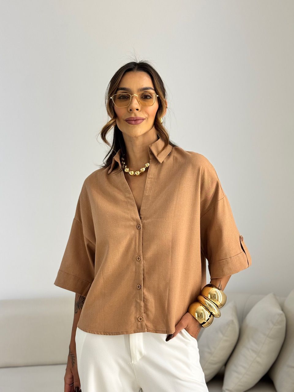 CAMISA MILENA OVER CAPUCCINO 