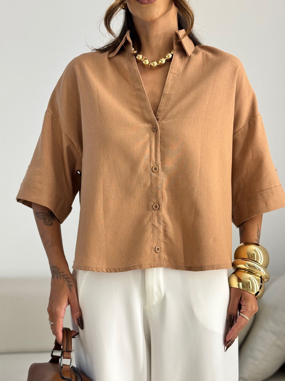 CAMISA MILENA OVER CAPUCCINO 