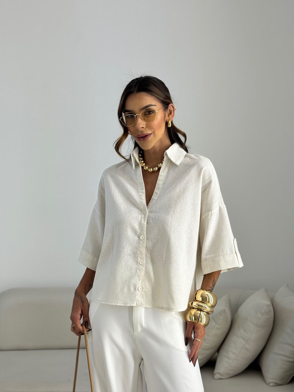 CAMISA MILENA OVER CRU