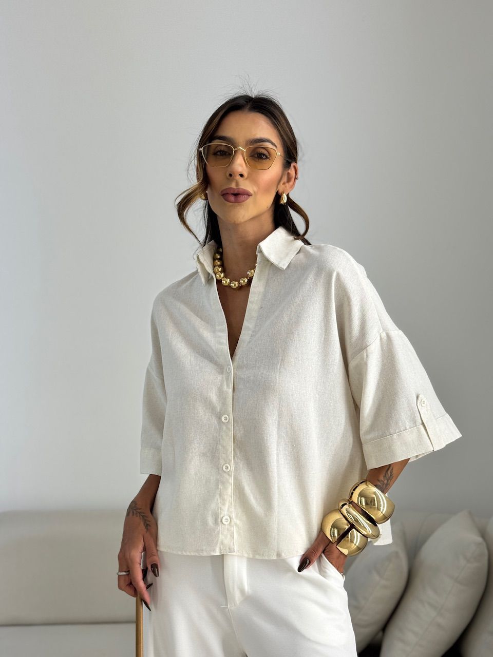 CAMISA MILENA OVER CRU