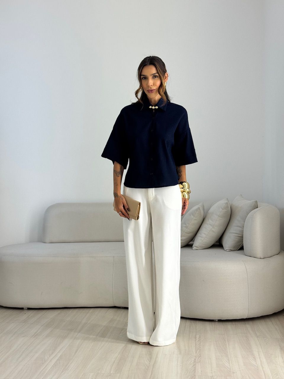 CAMISA MILENA OVER MARINHO