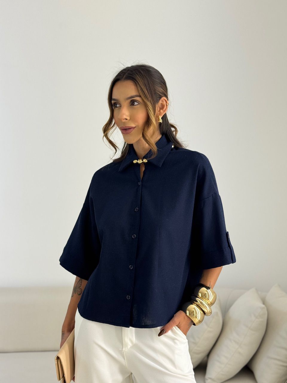 CAMISA MILENA OVER MARINHO