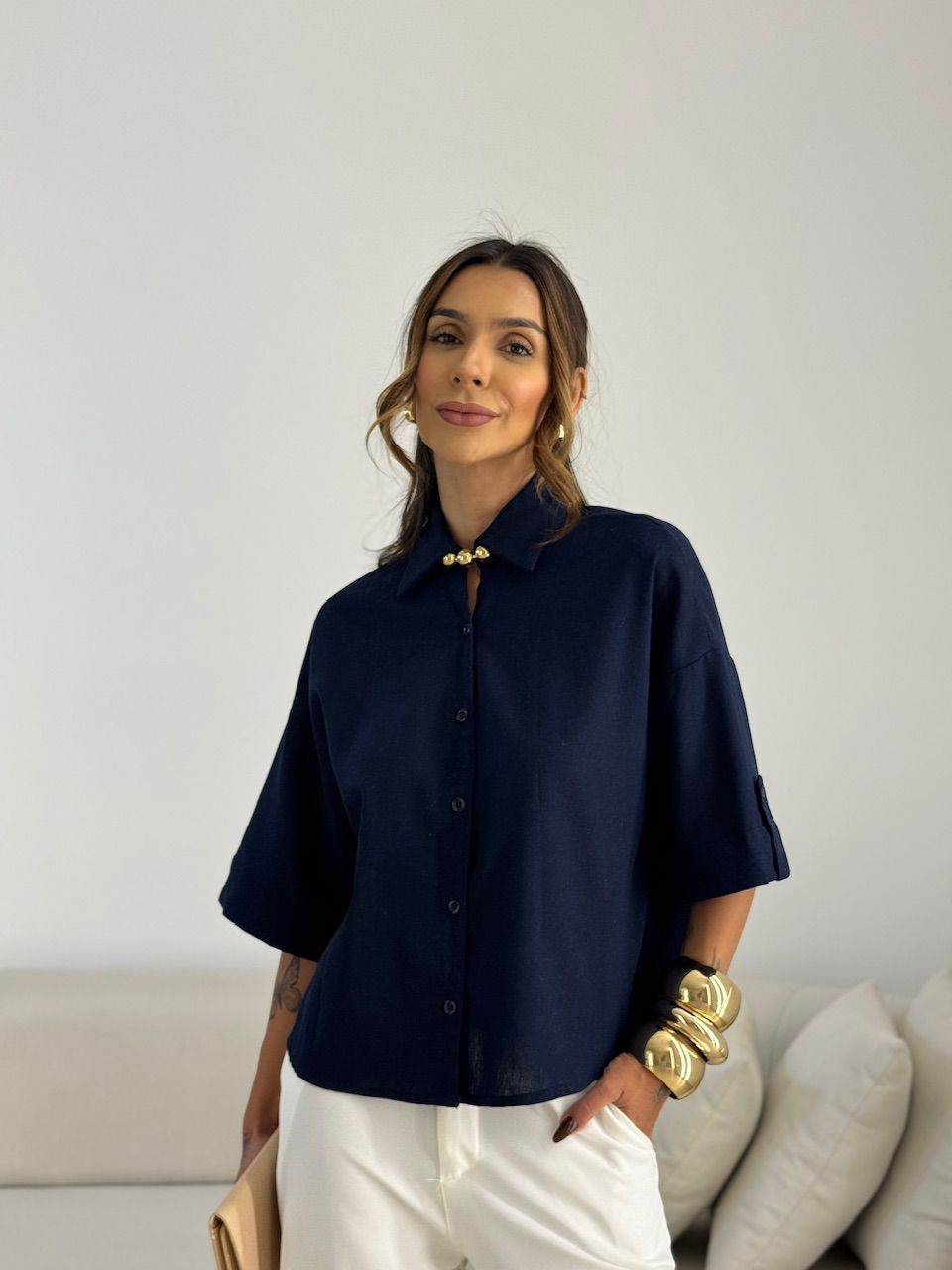 CAMISA MILENA OVER MARINHO