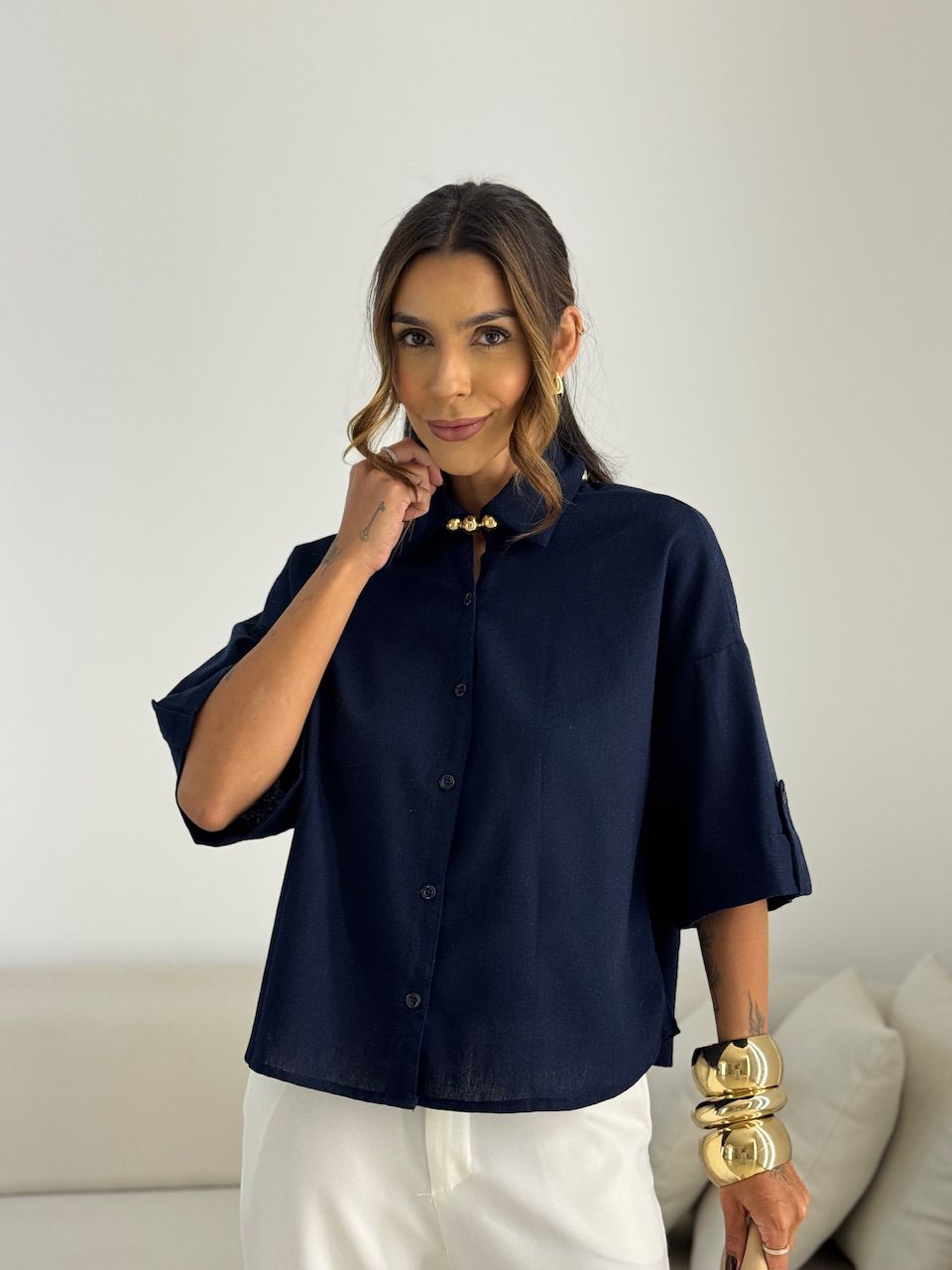 CAMISA MILENA OVER MARINHO