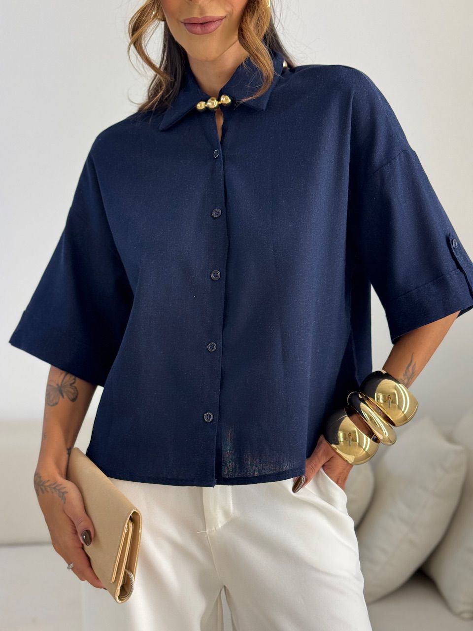 CAMISA MILENA OVER MARINHO