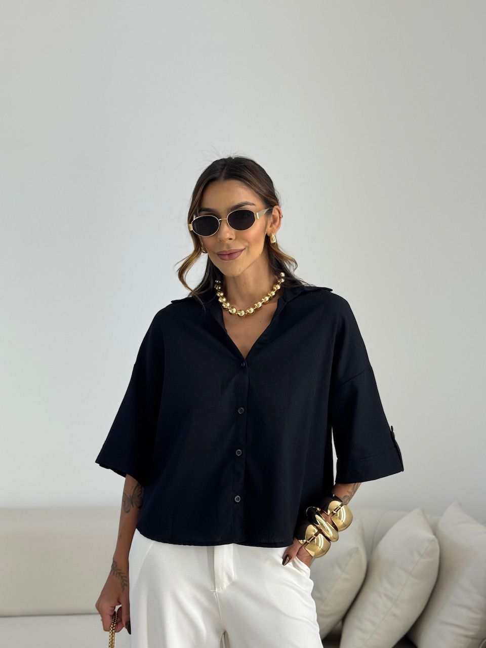 CAMISA MILENA OVER PRETA