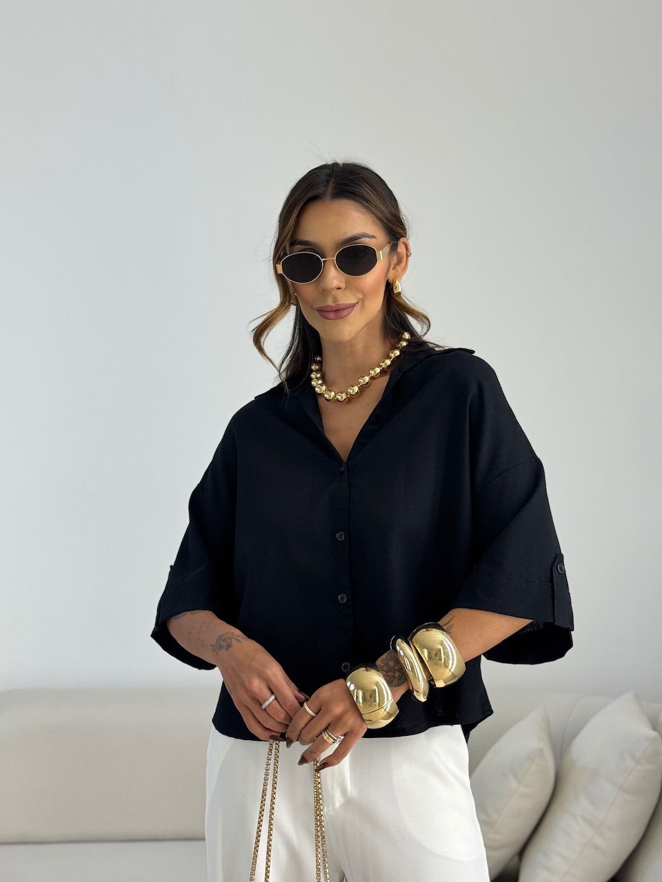 CAMISA MILENA OVER PRETA