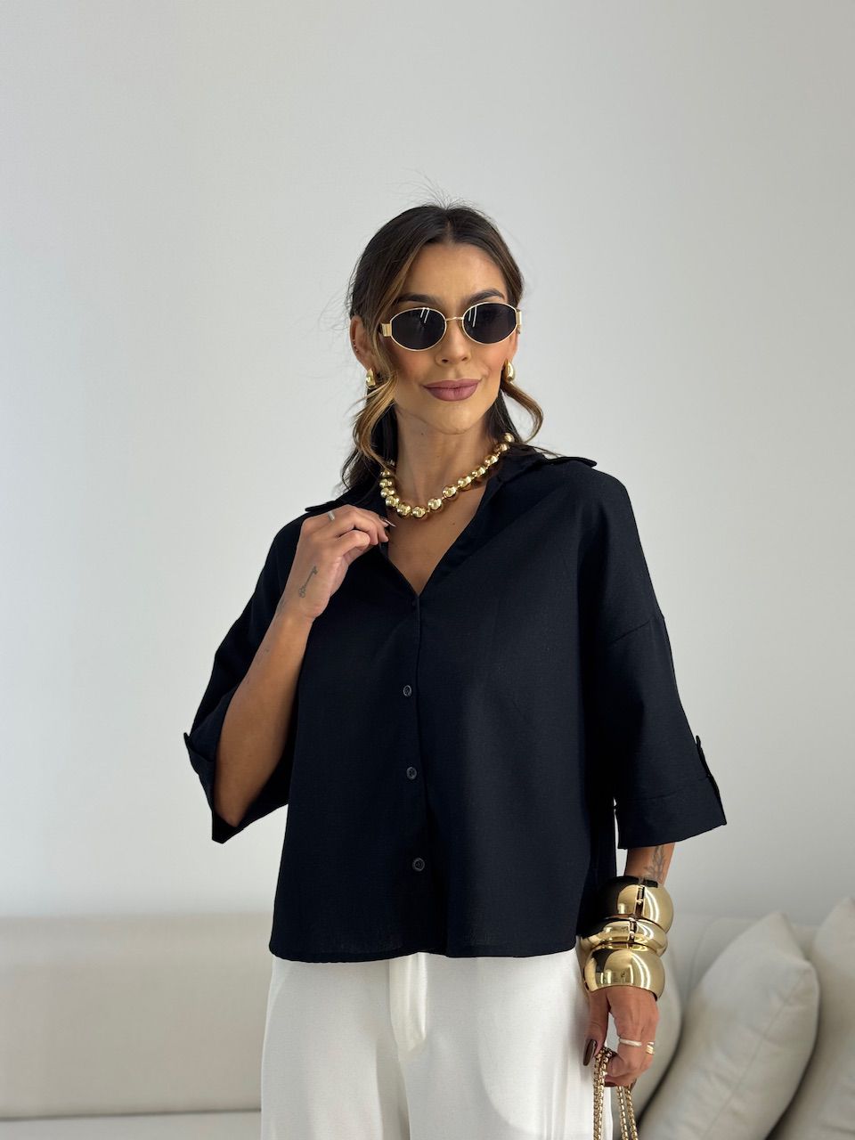 CAMISA MILENA OVER PRETA