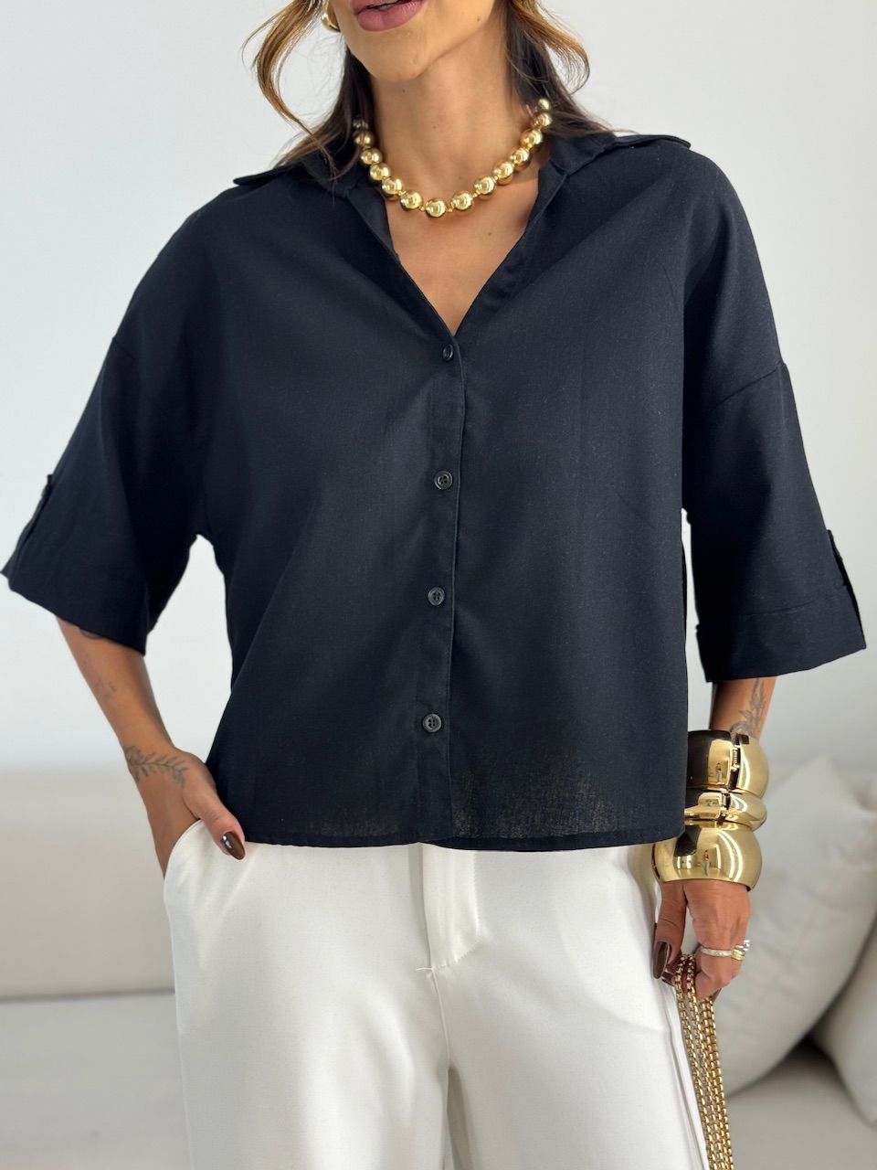 CAMISA MILENA OVER PRETA