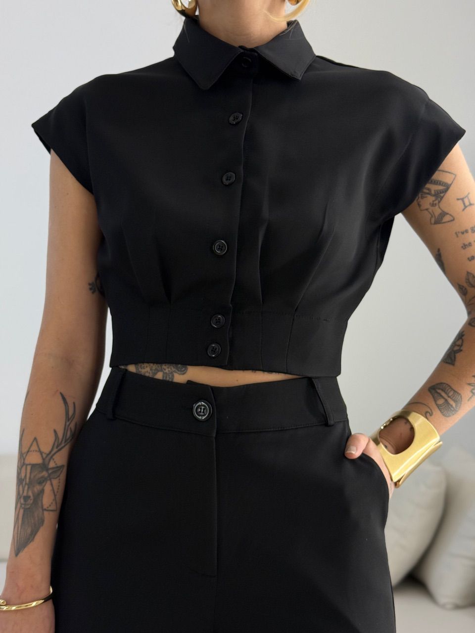 CONJUNTO RAFA CAMISA CROPPED PRETO