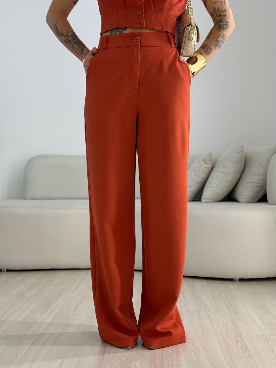 CONJUNTO RAFA CAMISA CROPPED TELHA