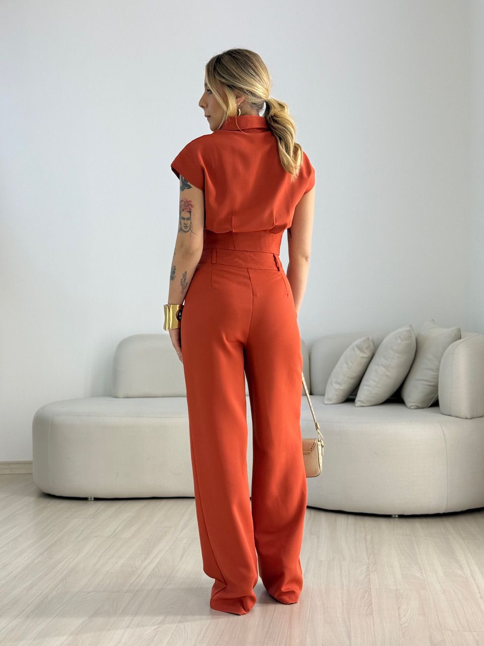 CONJUNTO RAFA CAMISA CROPPED TELHA