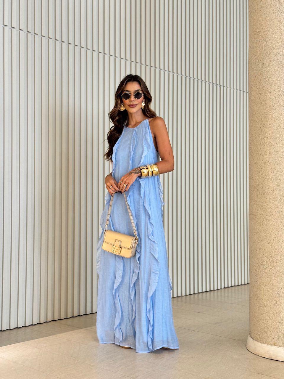 VESTIDO ALICE BABADO BABY BLUE - 0070730365 - CAROLLA FERRARO