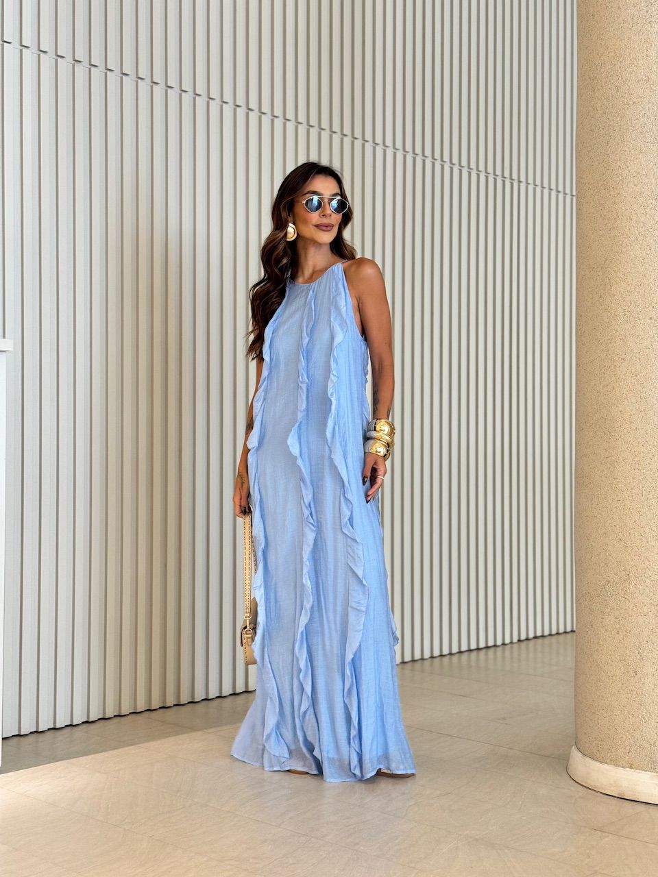 VESTIDO ALICE BABADO BABY BLUE