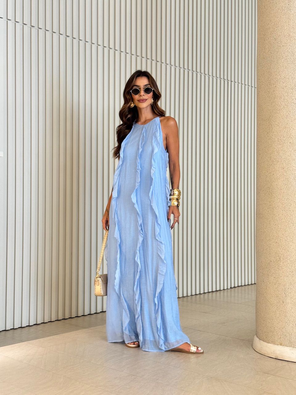VESTIDO ALICE BABADO BABY BLUE