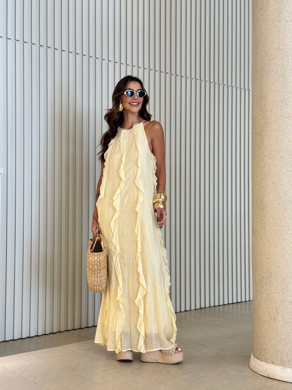 VESTIDO ALICE BABADO YELLOW BUTTER