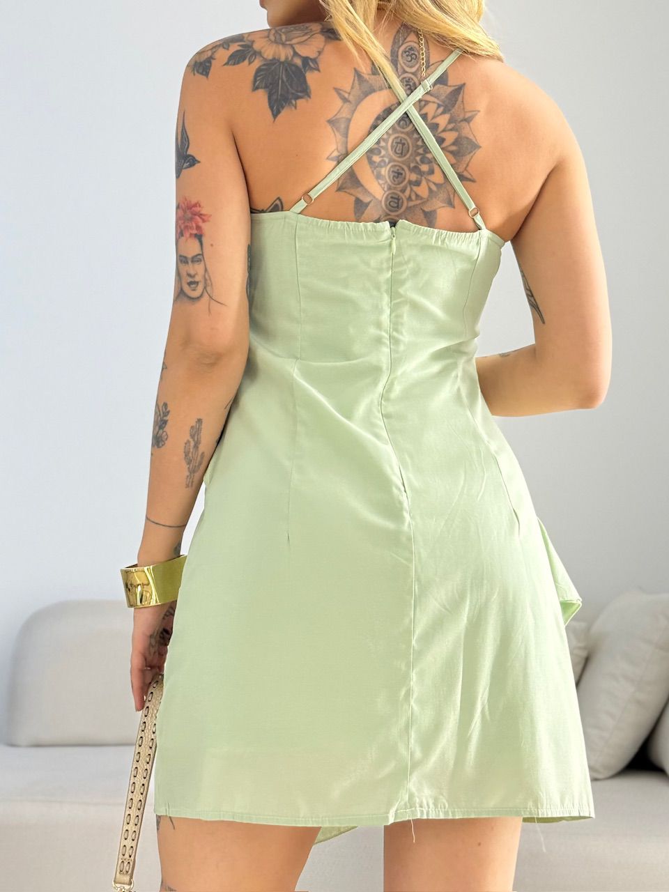 VESTIDO ANA MARTA ALCINHA CURTO BABY GREEN