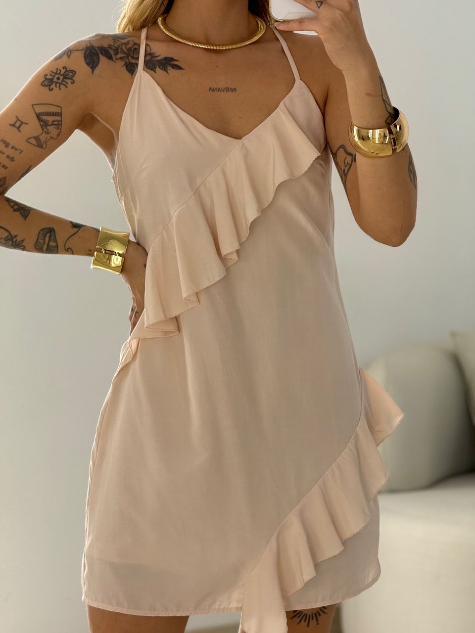 VESTIDO ANA MARTA ALCINHA CURTO BABY PEACH