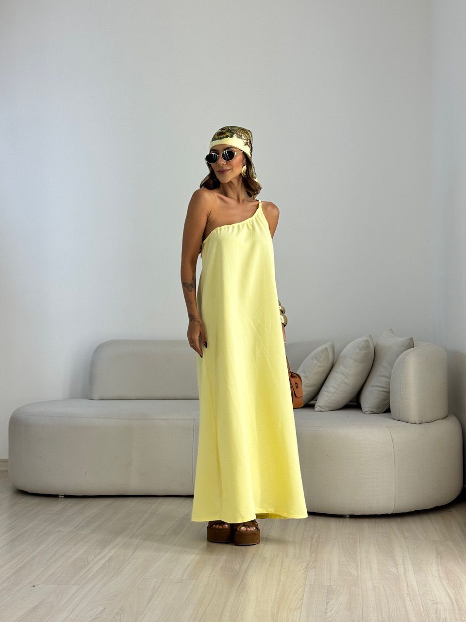 VESTIDO CLÉO NULA MANGA AMARELO