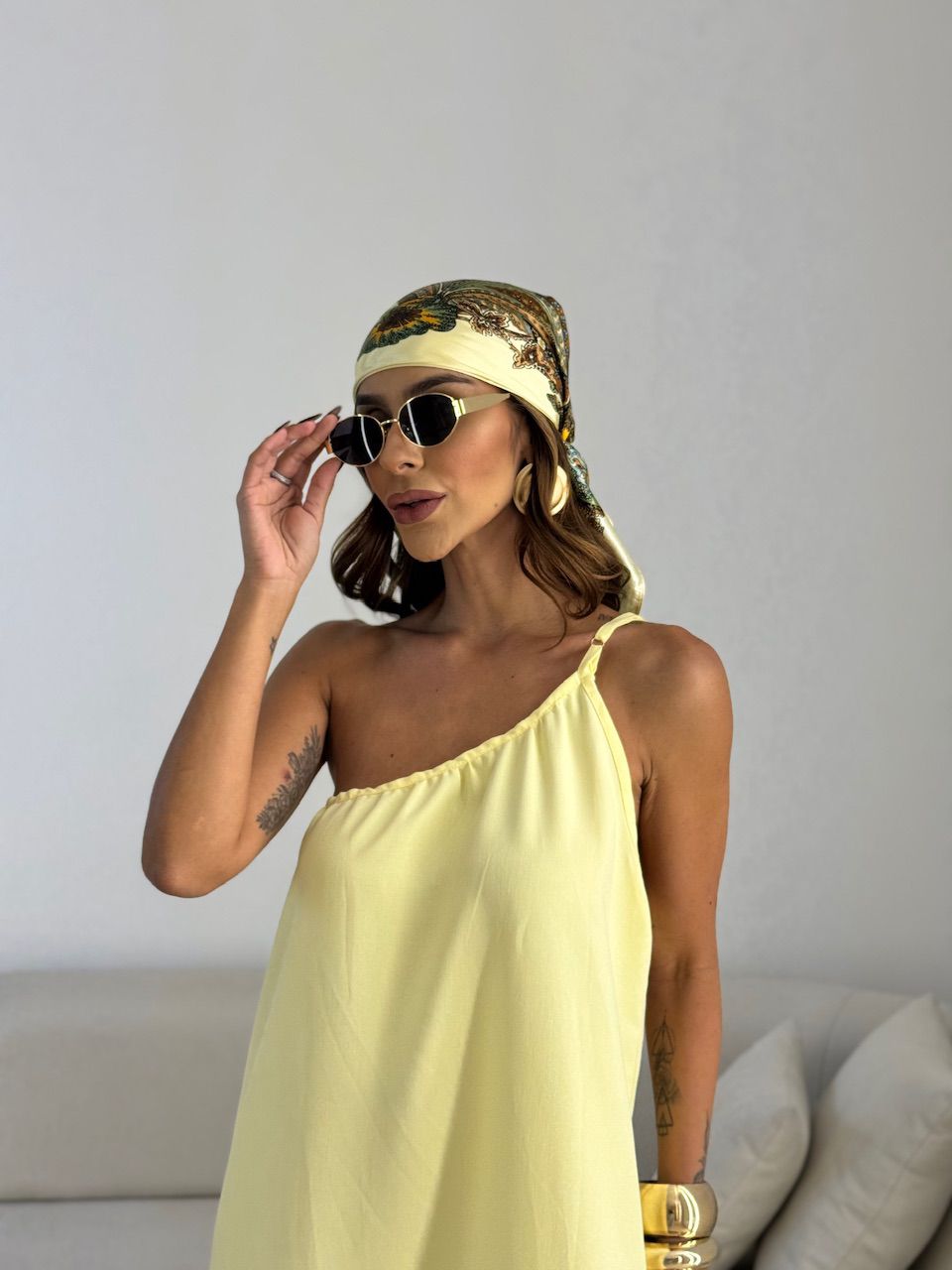 VESTIDO CLÉO NULA MANGA AMARELO