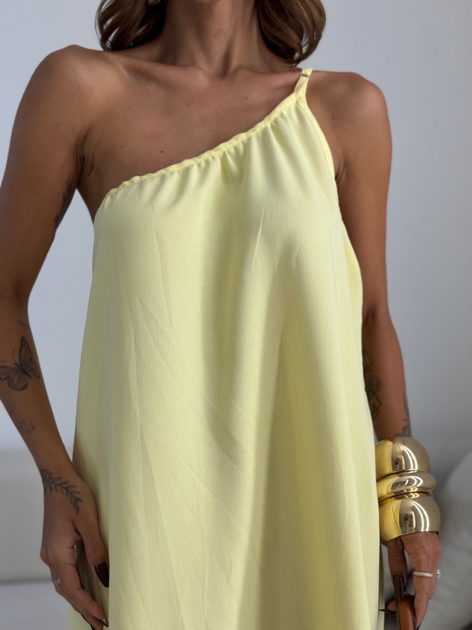 VESTIDO CLÉO NULA MANGA AMARELO