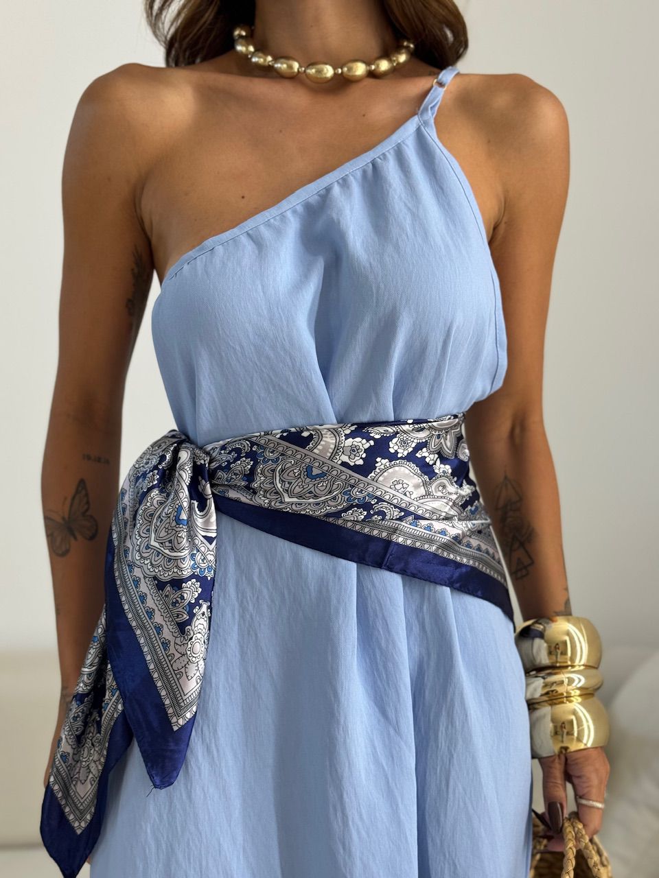 VESTIDO CLÉO NULA MANGA AZUL