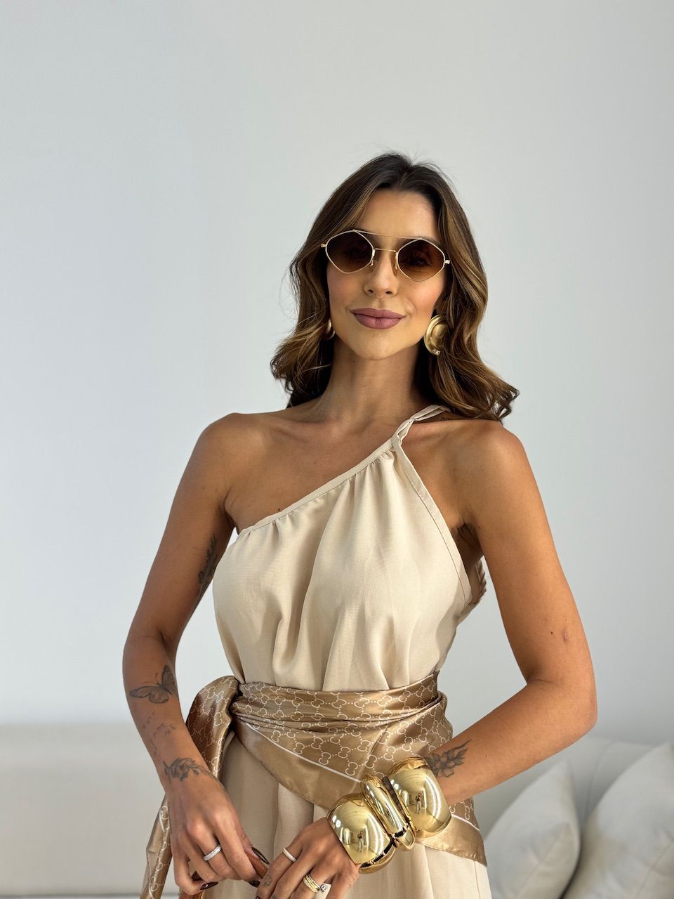 VESTIDO CLÉO NULA MANGA NUDE