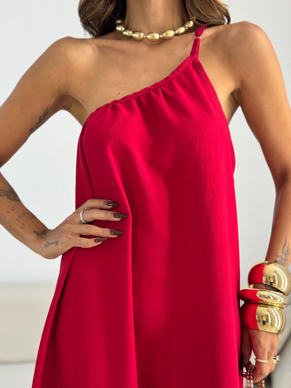 VESTIDO CLÉO NULA MANGA VERMELHO
