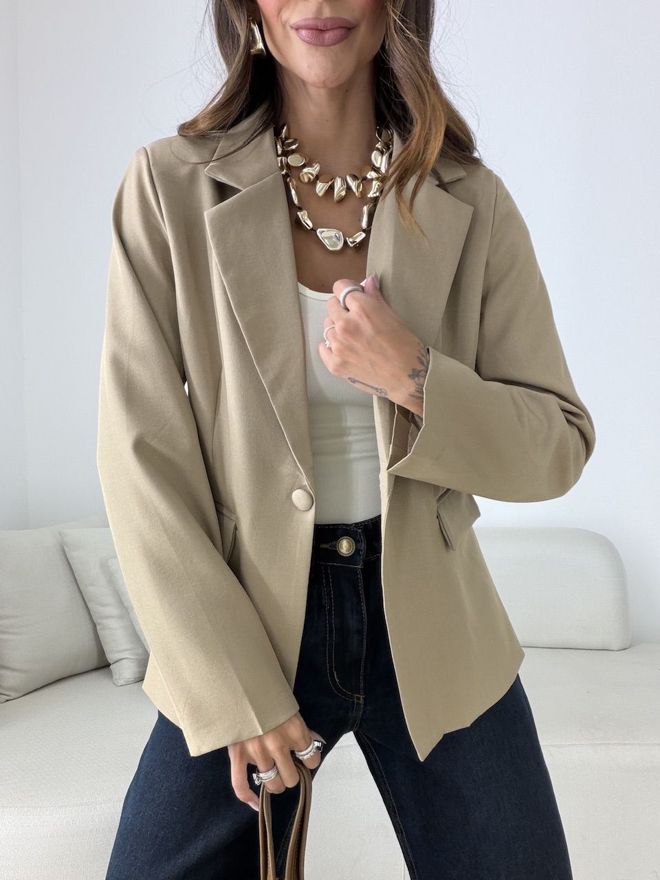 BLAZER VITÓRIA FORRADO CAQUI