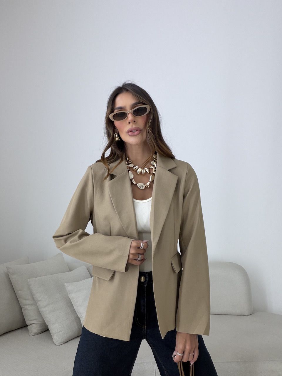 BLAZER VITÓRIA FORRADO CAQUI