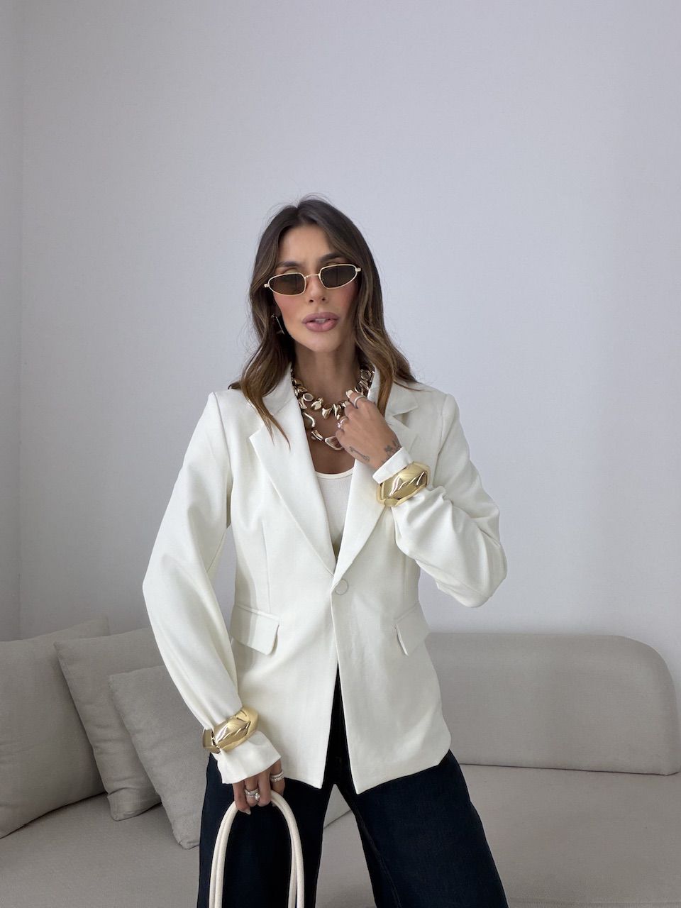 BLAZER VITÓRIA FORRADO MARFIM - 0082580056 - CAROLLA FERRARO