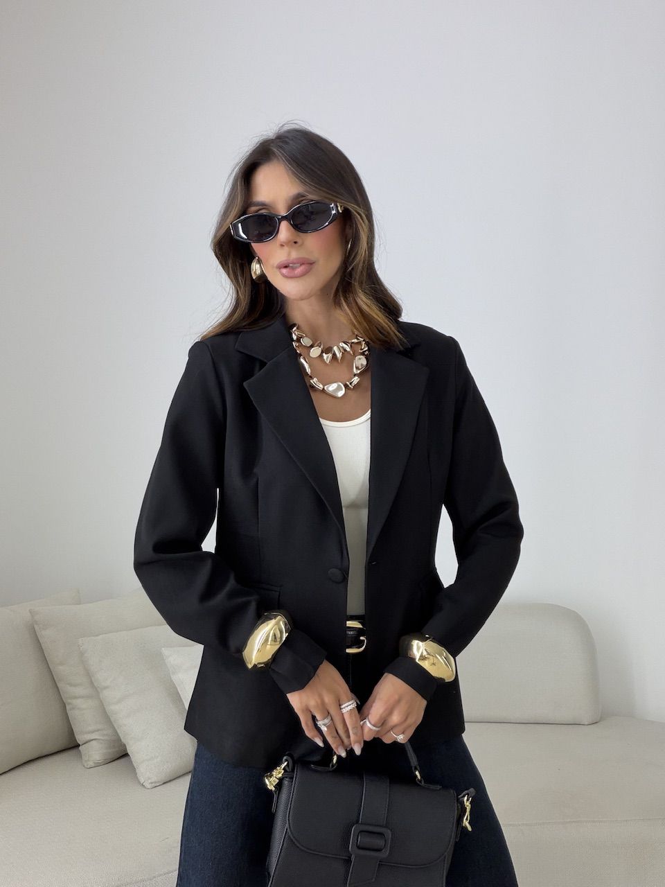 BLAZER VITÓRIA FORRADO PRETO - 0082580032 - CAROLLA FERRARO