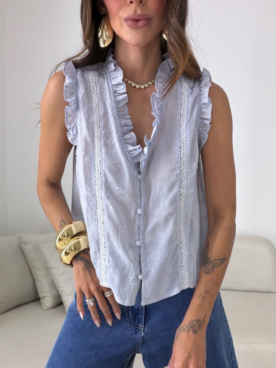 BLUSA FABRÍCIA BOTÕES AZUL