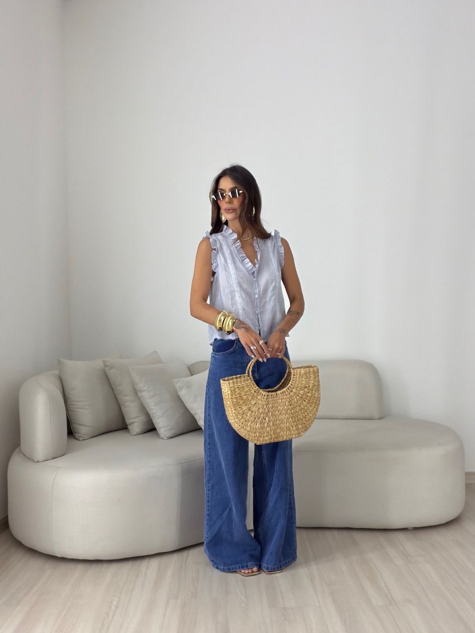 BLUSA FABRÍCIA BOTÕES AZUL