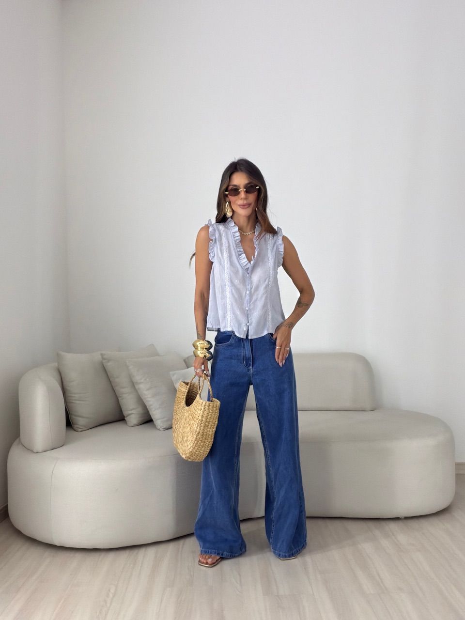 BLUSA FABRÍCIA BOTÕES AZUL