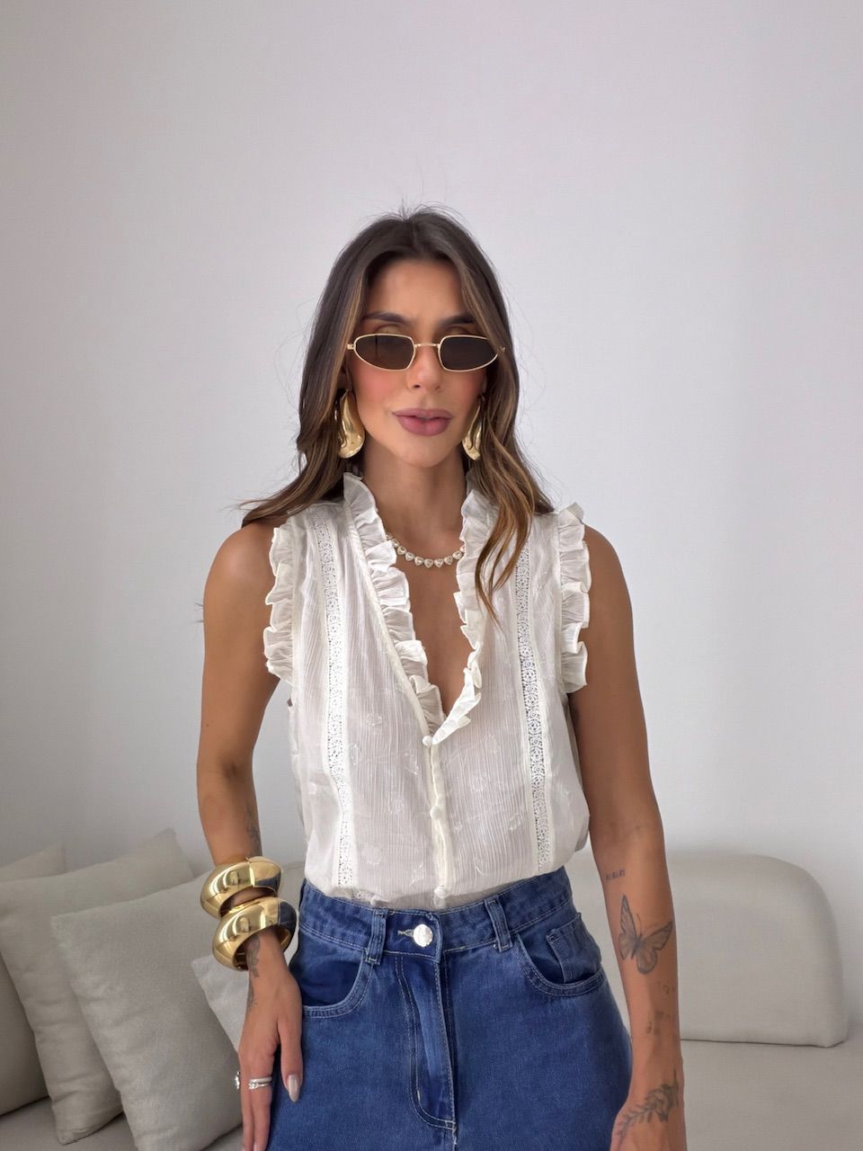 BLUSA FABRÍCIA BOTÕES OFF - 0082240048 - CAROLLA FERRARO