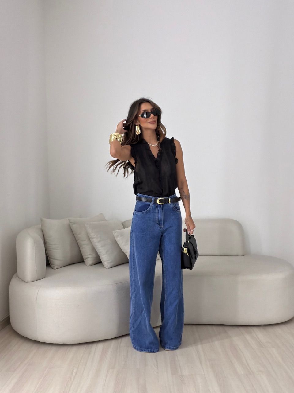 BLUSA FABRÍCIA BOTÕES PRETA