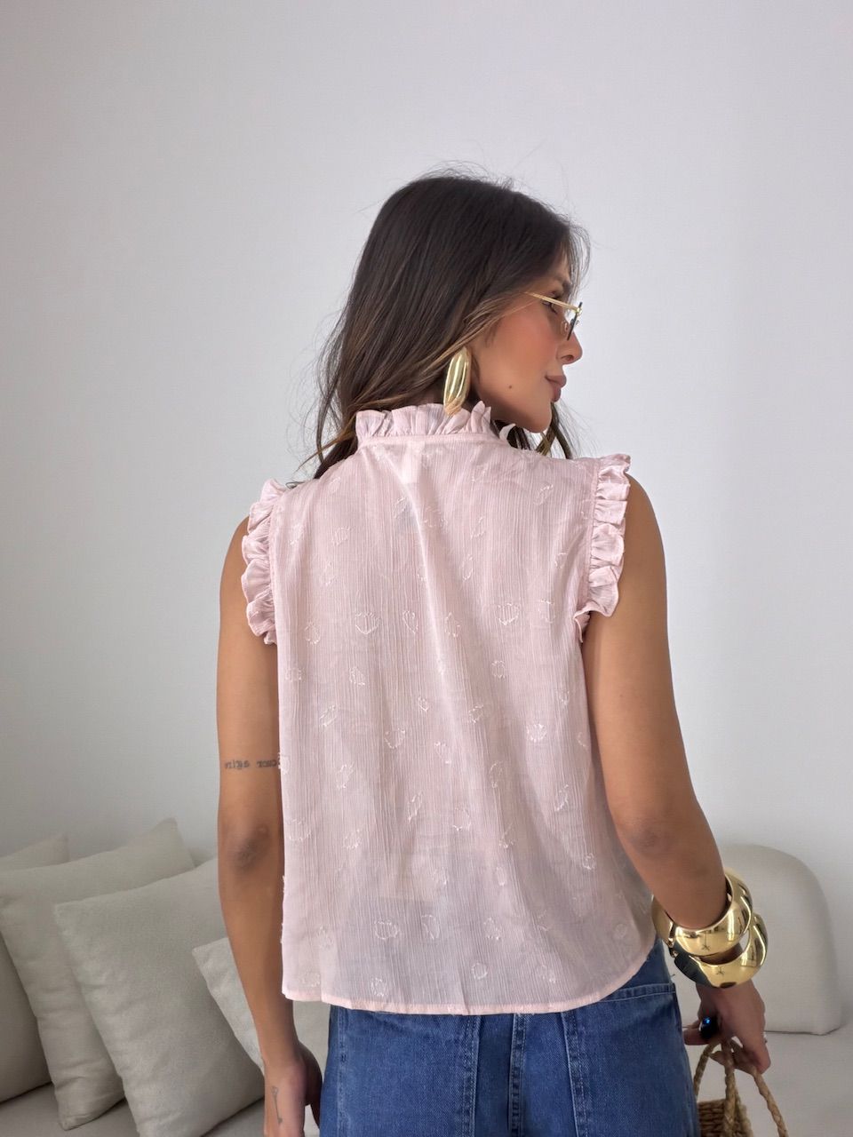 BLUSA FABRÍCIA BOTÕES ROSA