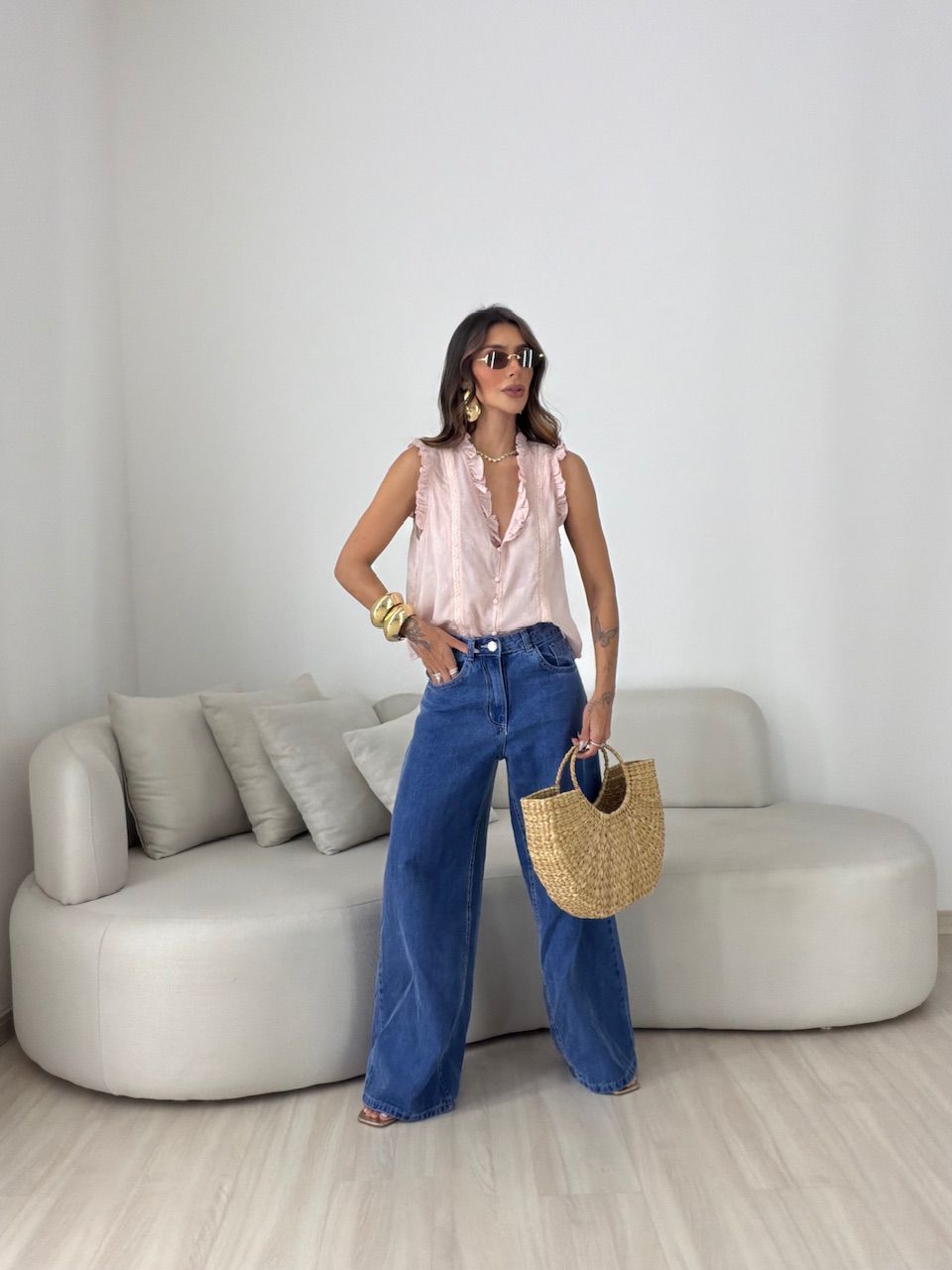 BLUSA FABRÍCIA BOTÕES ROSA