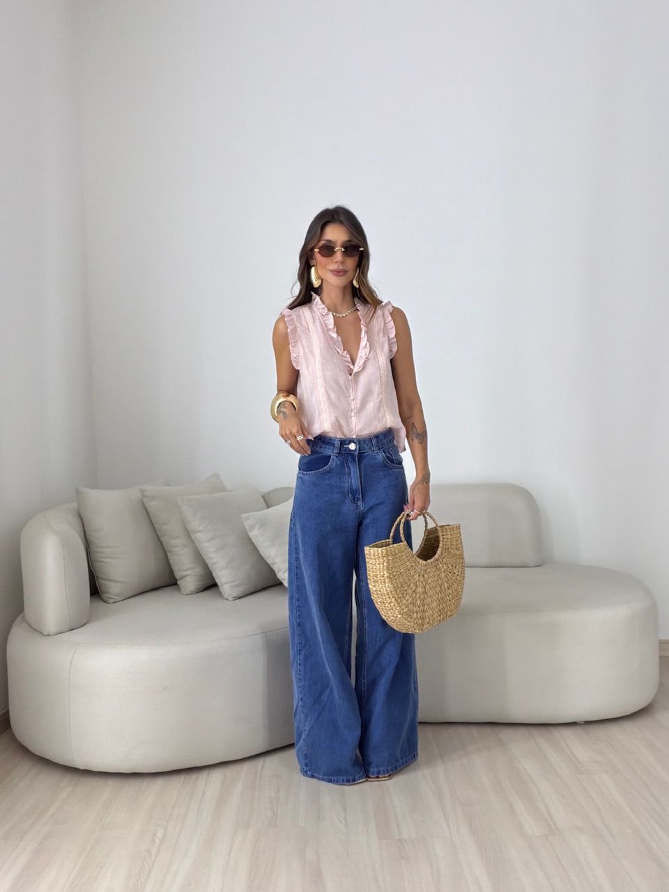BLUSA FABRÍCIA BOTÕES ROSA