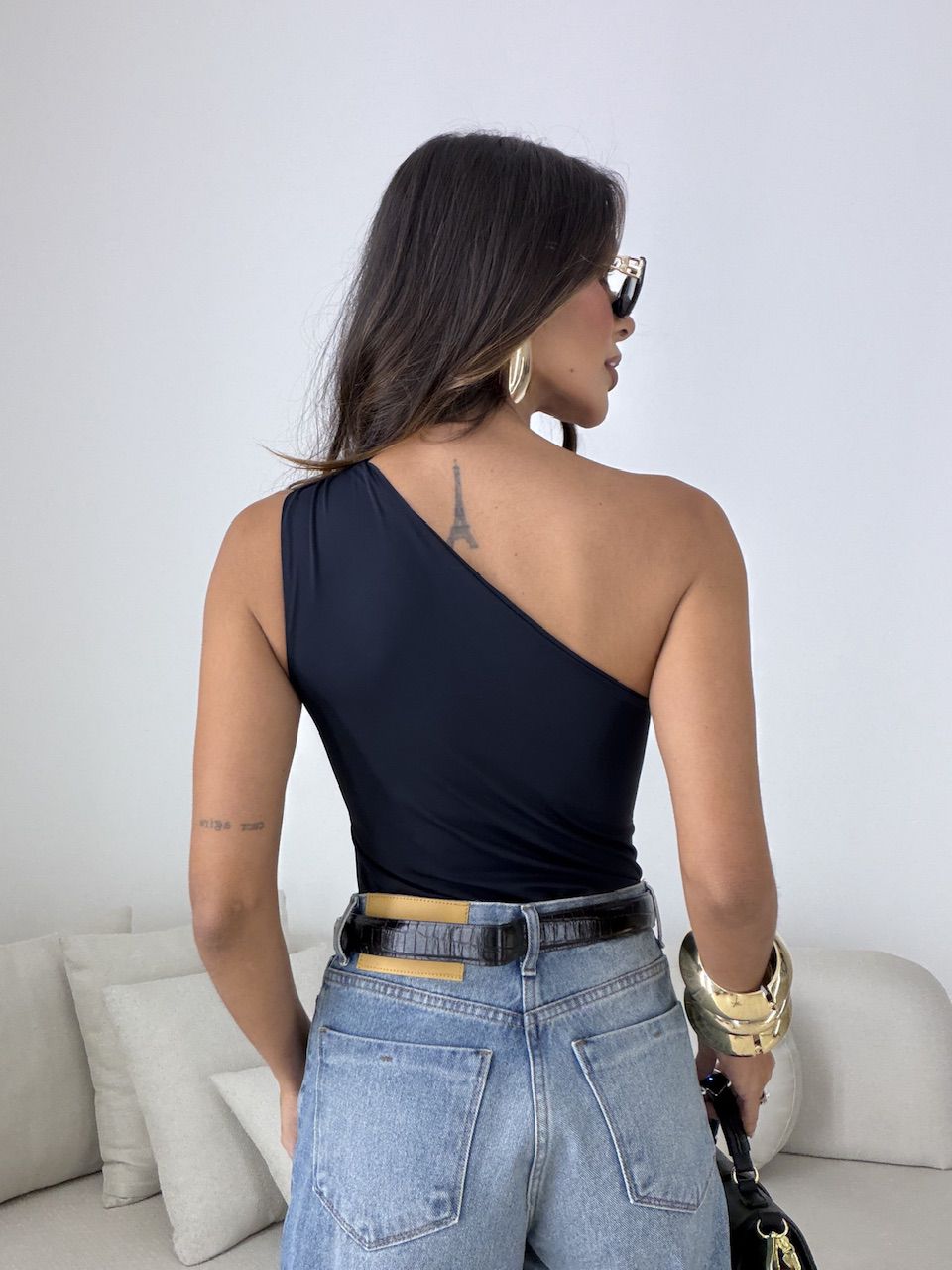 BODY VIVIAN NULA MANGA PRETO