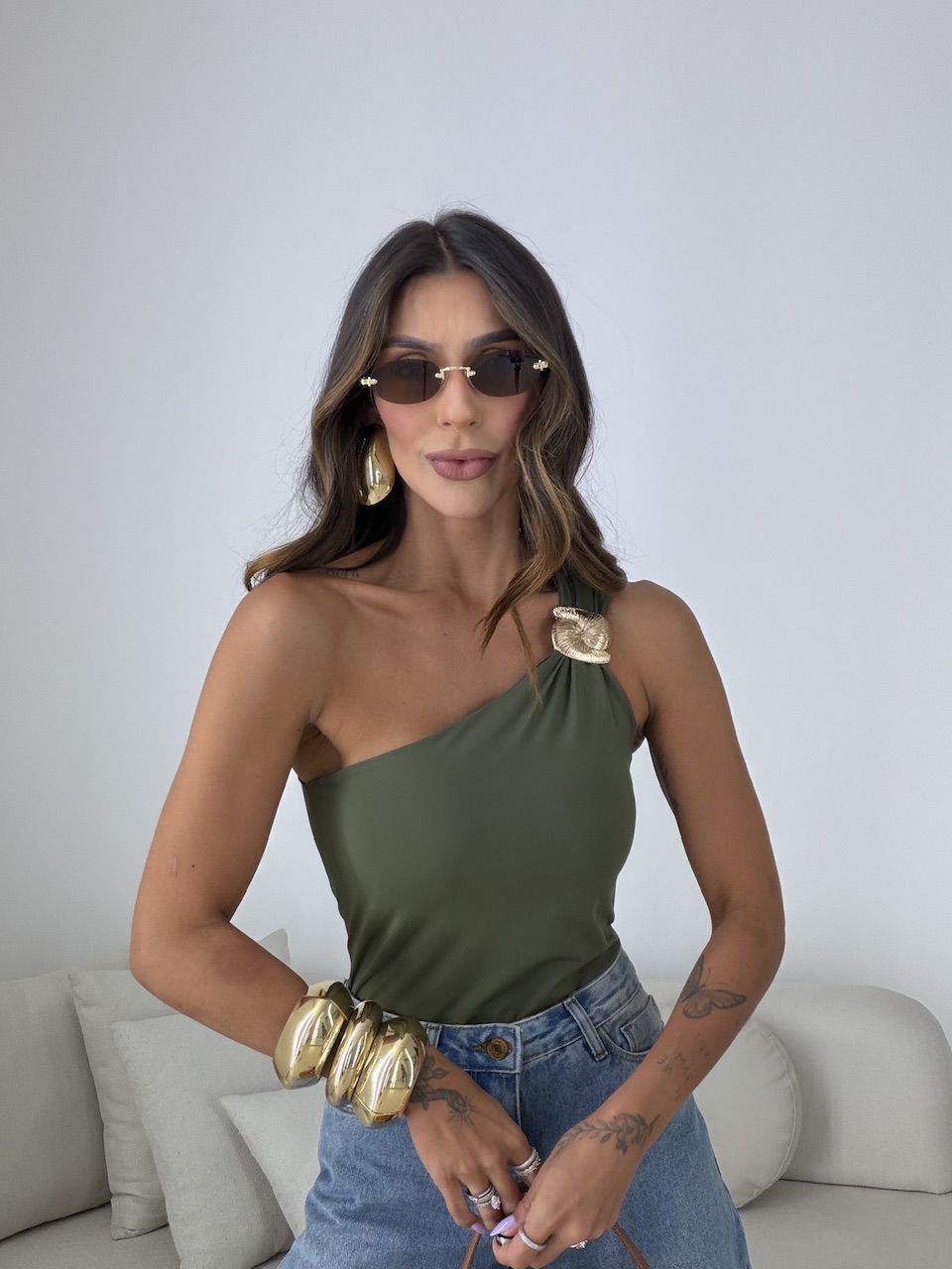 BODY VIVIAN NULA MANGA VERDE - 0082320230 - CAROLLA FERRARO