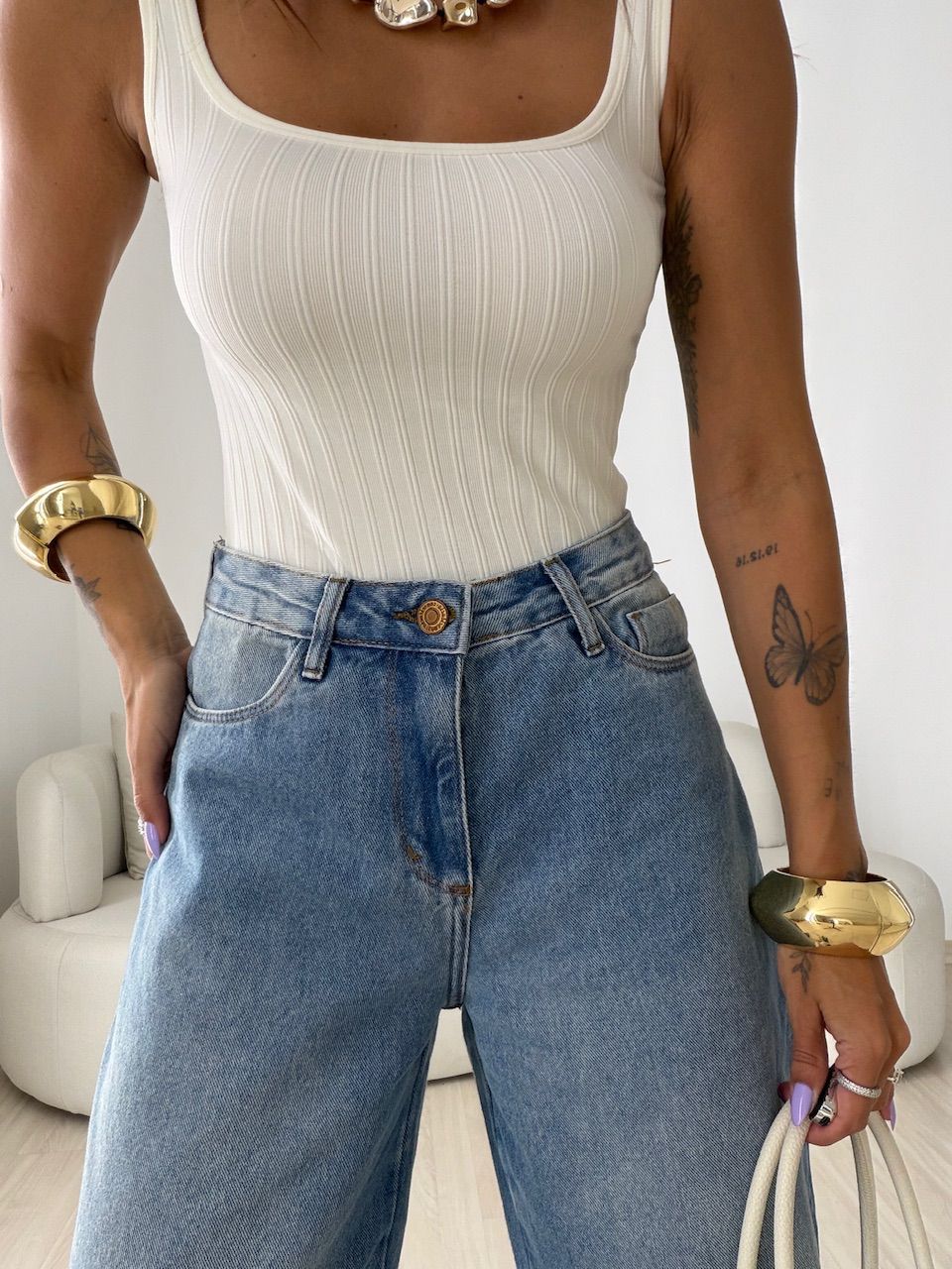 CALÇA MARIA JÚLIA BALLOON JEANS CLARO