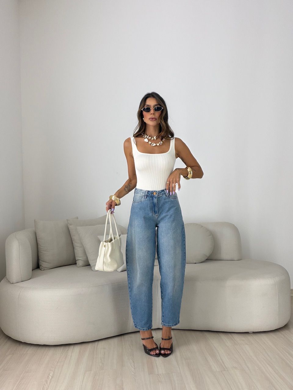 CALÇA MARIA JÚLIA BALLOON JEANS CLARO