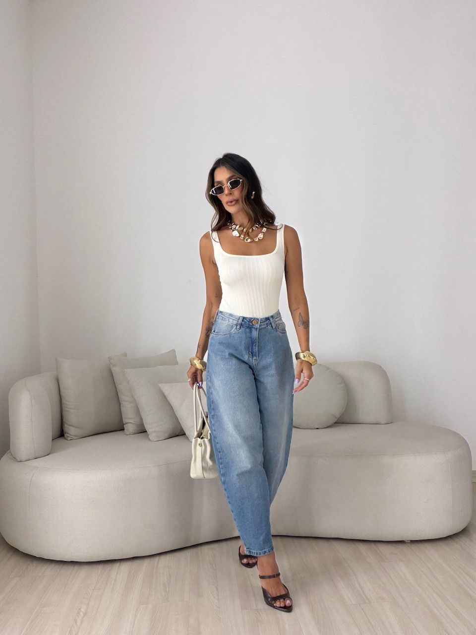 CALÇA MARIA JÚLIA BALLOON JEANS CLARO